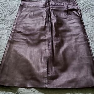 BCBG chocolate brown leather straight skirt fully lined
